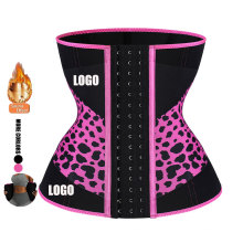 custom sliming neoprene fitness steel bone leopard women waist trainer belt trimmer